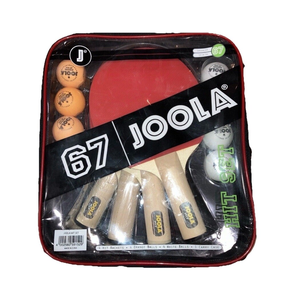 67  Speed 33 Spin 34 Joola Hit Set 4 Paddles 8 Balls CarryCase SEALED NEW IN BOX